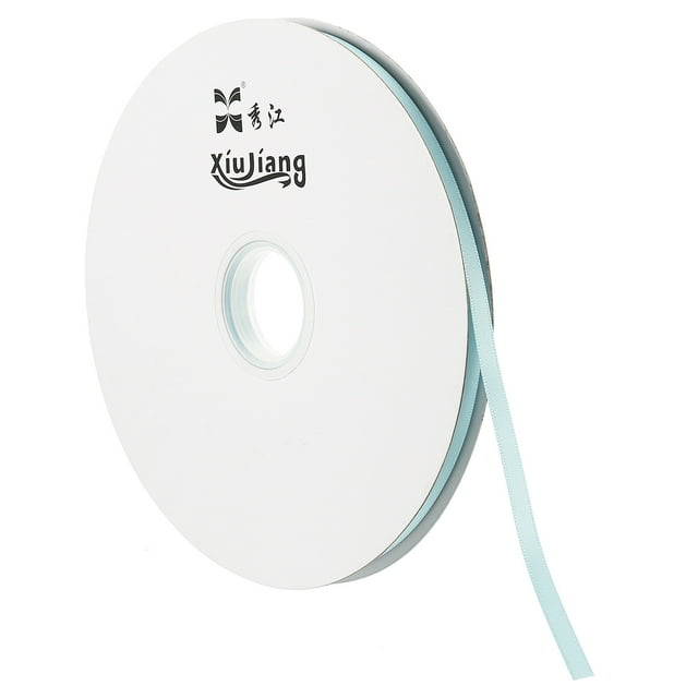 Unique Bargains 0.28' x 100 Yards Double Face Decorate Crafts Roll Satin Ribbon Light Blue