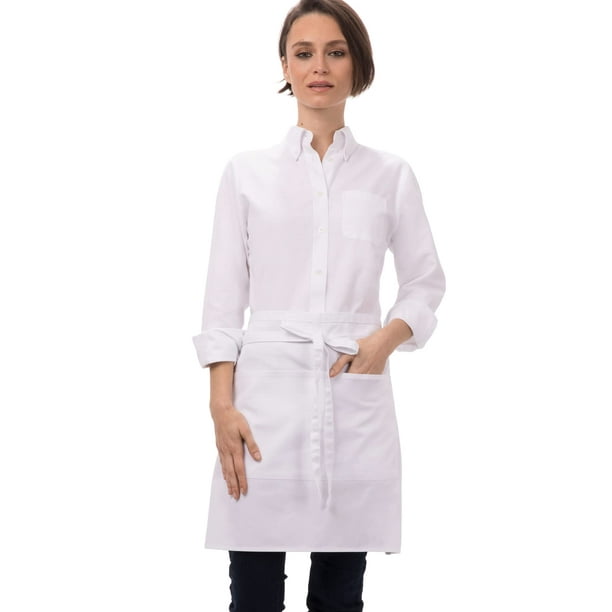 Delantal Chef Works, unisex, semibistró, blanco, 48 x 70 cm