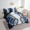 thumbnail image 3 of Feelyou Modern Artwork Teens Twin Bedding Sets 7-Piece, Grey Navy Abstract Bedding Comforter Set, Gradient Aesthetic Stripe Reversible Sheet Sets, Luxury Bedroom Decor, 3 of 8