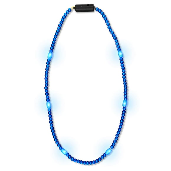 FlashingBlinkyLights Blue Light Up LED Mardi Gras Bead Necklace