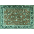 thumbnail image 1 of Ahgly Company Machine Washable Indoor Rectangle Persian Turquoise Blue Traditional Area Rugs, 3' x 5', 1 of 4