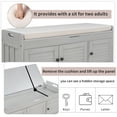 thumbnail image 6 of Clearance! TREXM Storage Bench with 3 Shutter-shaped Doors, Shoe Bench with Removable Cushion and Hidden Storage Space (Gray Wash), 6 of 9