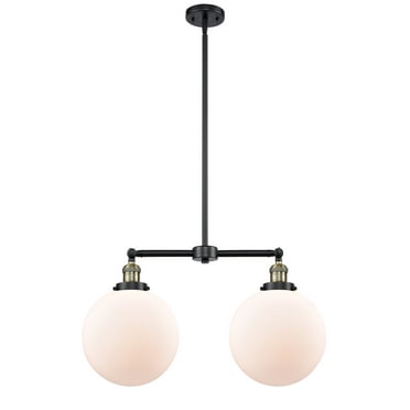 Innovations Lighting 209-BAB-G201-10 X-Large Beacon-2 Light Chandelier in Traditional Style-25 Inches Wide by 14 Inches High   Black Antique Brass Finish with Matte White Glass