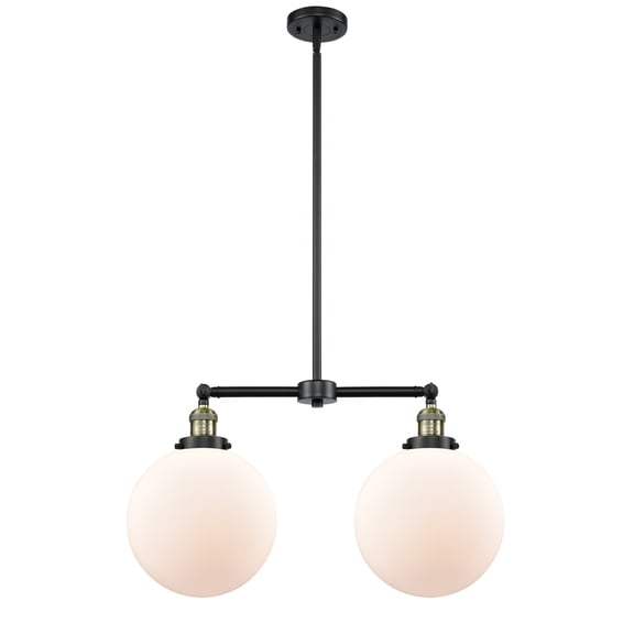 Innovations Lighting 209-BAB-G201-10 X-Large Beacon-2 Light Chandelier in Traditional Style-25 Inches Wide by 14 Inches High Black Antique Brass Finish with Matte White Glass