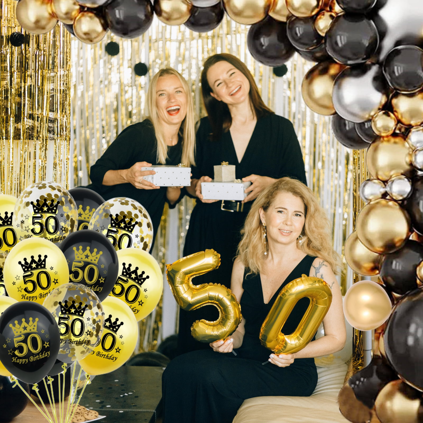  BEISHIDA 32pcs 1954 70th Birthday Balloons Gold and Black Party  Decorations 12 Inch Latex and Confetti Balloon Printed with Happy Birthday  for Women Men Birthday Party Decorations : Toys & Games