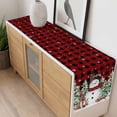 thumbnail image 4 of Christmas Table Runner 36 Inches Long Farmhouse Dress Scarves, Snowman Snowflake Trees Watercolor Birds Red Plaid Dining Tablerunner for Coffee Table/Kitchen Island/Party Décor, Small 13" x 36", 4 of 8