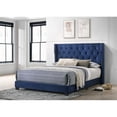 thumbnail image 2 of Navy Blue Velvet Panel Bed with Tufted Headboard in Eastern King, 2 of 3