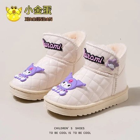

Sanrio Kuromi Plus Velvet Snows Boots Girl Anime Figure Winter Light Soft Bottom Short Boots Keep Warm Kawaii Cartoon New Style