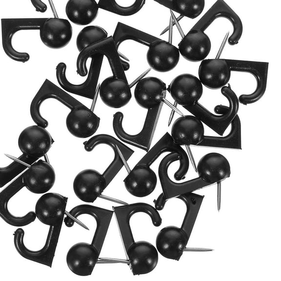 LOLIPPYY 50Pcs Heavy Duty Black Push Pin Hooks with Steel Needles for Wall Hanging and Cork Board Use