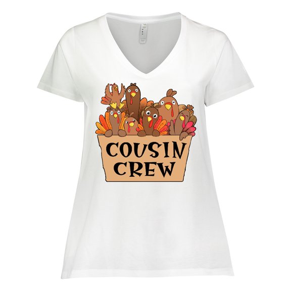 Inktastic Cousin Crew Cute Turkey Family Women's Plus Size V-Neck T-Shirt