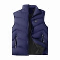 thumbnail image 4 of COSFO Casual Mens Puffer Vests Outerwear Blue Zip Up Jacket Cotton Stand Colla Warm Sleeveless Loose Fit Jacket for Men, 4 of 5