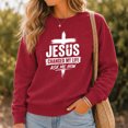 thumbnail image 3 of Jollimate Jesus Changed My Life Sweatshirt, Women's Jesus Crew, Religious Gift For Her, Faith Gift, 3 of 6
