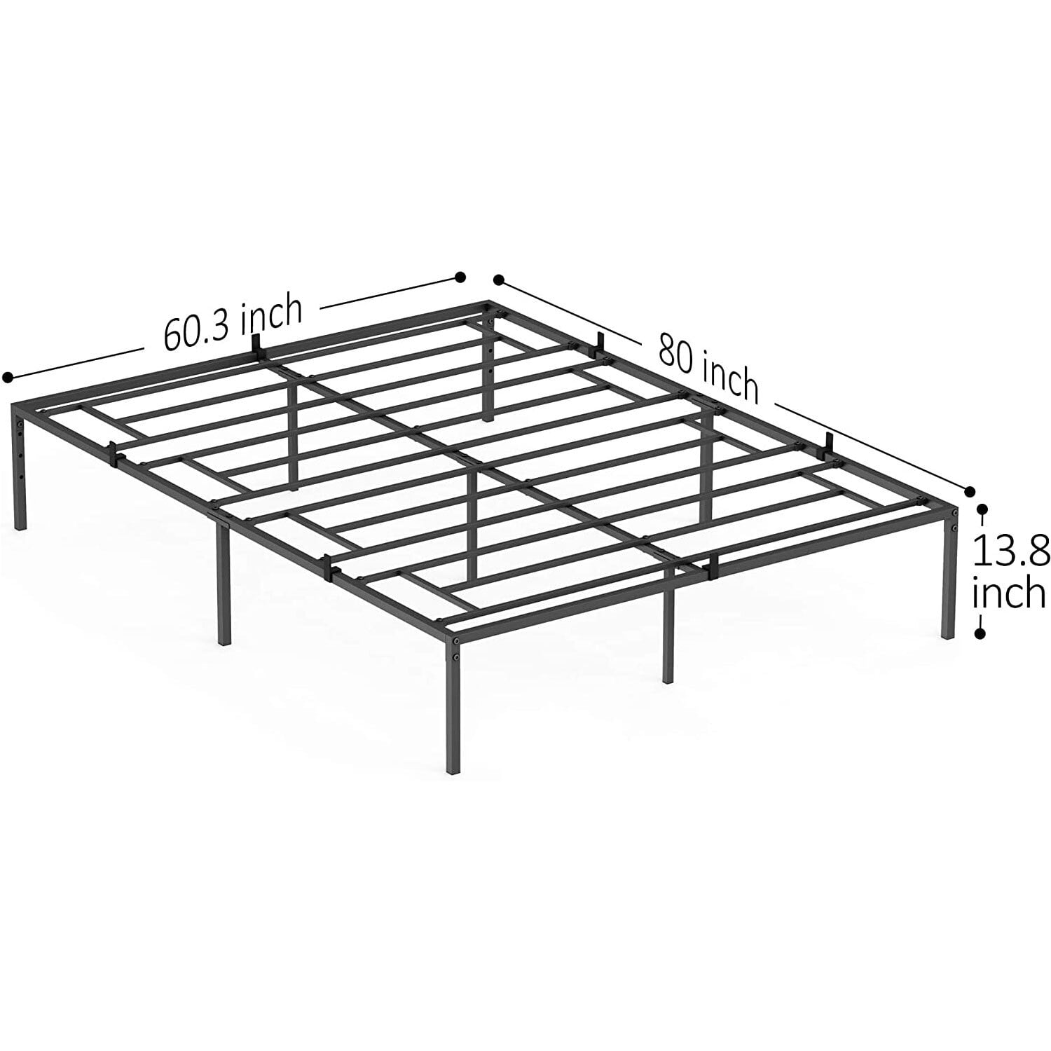 Garvee 13.8 inch Under Bed Storage Standard Bed Frames, Queen,  60.3 x 80 x 13.8", Black