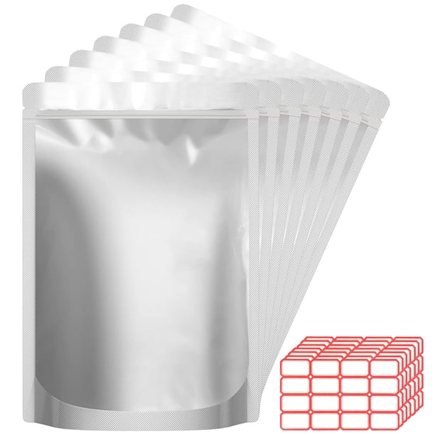 Bolsas Mylar Teencci de 1 litro, 100 unidades, selladas al vacío herméticas, plateadas
