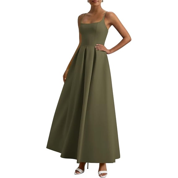 PRETTYGARDEN Cocktail Dresses for Women Spring Elegant Ruffle A Line Long Flowy Summer Formal Wedding Guest Maxi Dress