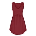 thumbnail image 7 of Npasoilc V-Neck Pleated Pocket Dresses for Women Sleeveless Loose Solid Color A-Line Mini Dress, 7 of 7