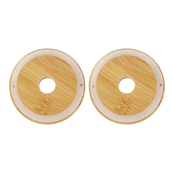 Uxcell 2Pcs Bamboo Cup Lid 2.76 Inch, Reusable Wooden Round Lid for Keeping Warm