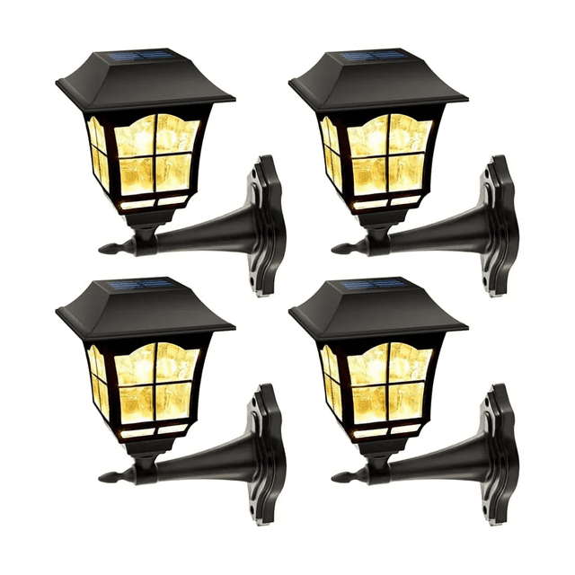 Farol Solar De Pared, Paquete De 4 Unidades Malubero, Negro