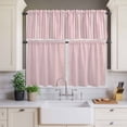 thumbnail image 4 of 3 Piece Kitchen Curtains and Valances Set Pink Striped Cafe Curtains 24 Inch Length Modern Simple Farmhouse Beige Vintage Valance & Tier Curtain for Living Room Bedroom Small Window 54"x18"+27"x24"*2, 4 of 6