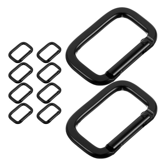 WORGEOUS 10pcs Carabiner Clips D-Shape Buckle For Keychain Camping Small Carabiner Clips Metal Tiny Rectangular Carabiner Rings Hooks For Lanyard Keychain Car Key Rings