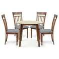 thumbnail image 2 of 5 Piece Dining Table Set, 4 Classic Style Solid Wood Warm Chairs with Round Dining Table, Kitchen Room Set, Medium Brown Color w Gray Cushions, 2 of 8