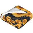 thumbnail image 2 of Bixox Fleece Blanket Navy Blue Plaid Sunflower Pattern Super Soft Double-Sided Microfiber Flannel Blanket for Sofa, Bed, Couch,Suitable for All Seasons - 50"x40", 2 of 5