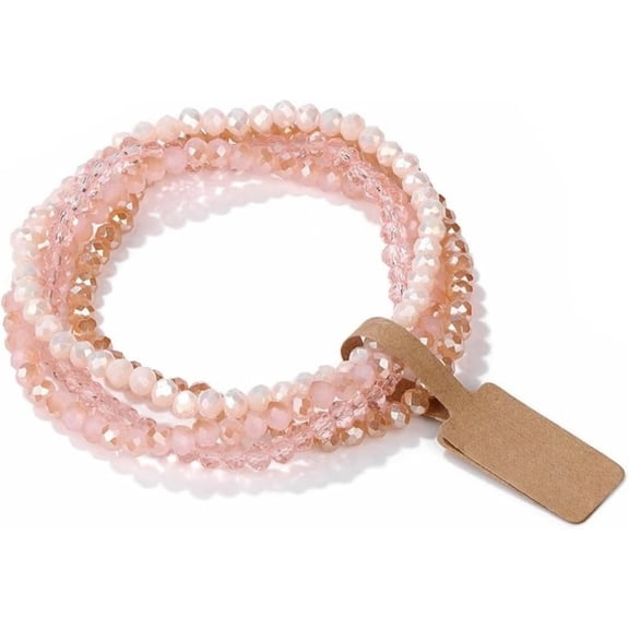 Crystal Bead Bracelet 4 Pcs Boho Stretch Stackable for Women