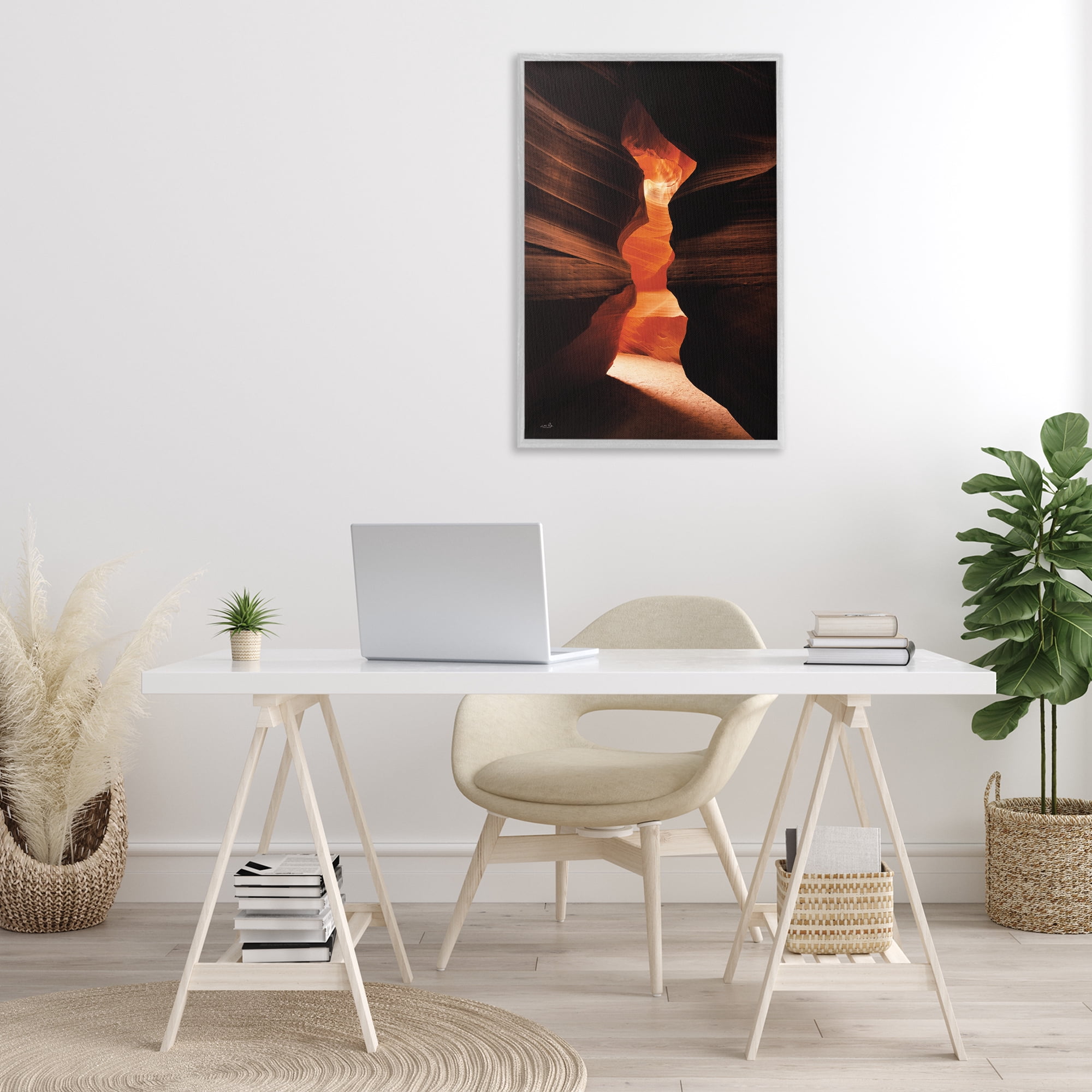 Stupell Industries Sunlit Canyon Cave Landscape Photography Gray Framed Art Print Wall Art, 20 x 30