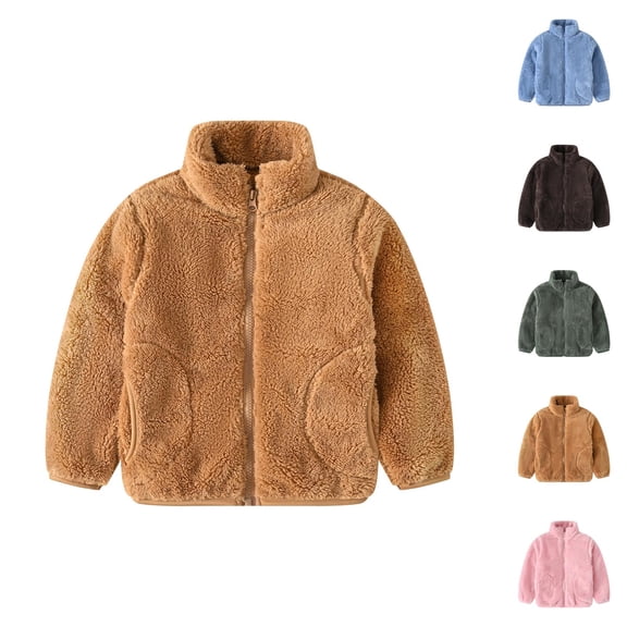 Kids Coats Girl Jacket Toddler Kids Baby Girls Boys Solid Wool Coat Jacket Outerwear Zipper Warm Thick Winter Outwear With 2 Pockets