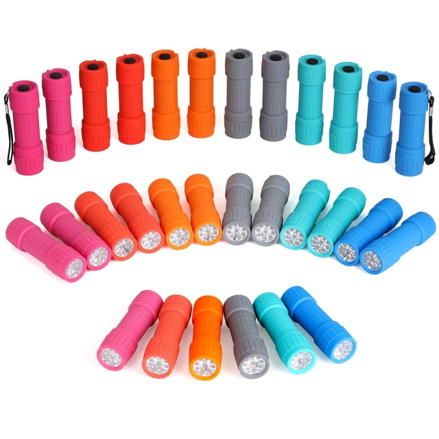 Juego de minilinternas FASTPRO de 9 LED, paquete de 30 unidades, pilas AAA incluidas y preinstaladas