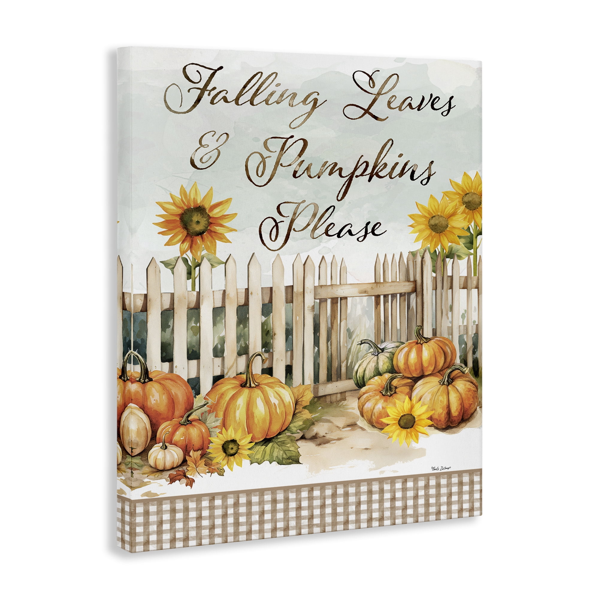 Stupell Industries Pumpkins Please Sentiment Botanical & Floral Painting Gallery Wrapped Canvas Art Prints Wall Art, 36 x 48