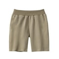 thumbnail image 3 of WERYOUNG Boys Girls Athletic Shorts Summer Casual Solid Color Elastic Waist Baggy Shorts With Pockets Stylish Sports Shorts,Khaki,4-6 Years, 3 of 3