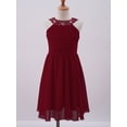 thumbnail image 3 of MSemis Kids Chiffon Flower Girls Dress First Communion Bridesmaid Wedding Sequins Halter Neckline Gowns Wine Red 14, 3 of 6