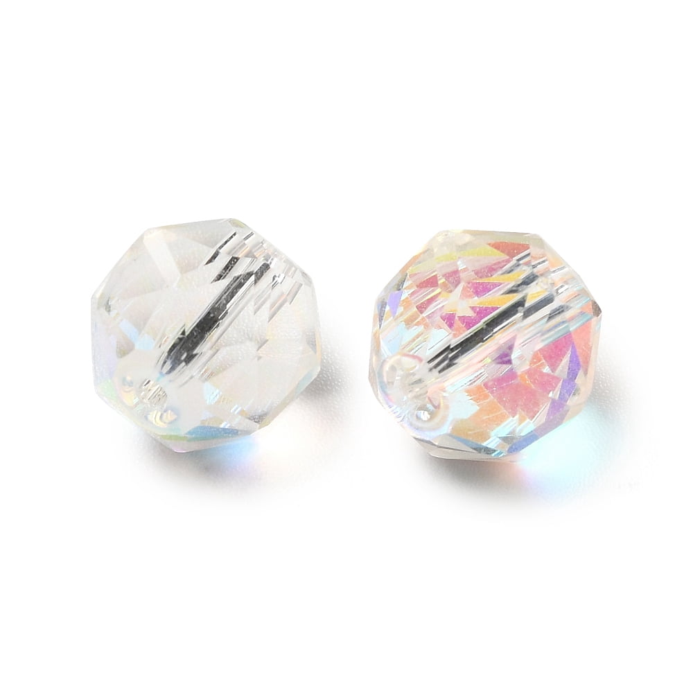 Glass K9 Glass Imitation Austrian Crystal Beads Faceted Round Clear AB 10x9mm Hole: 1mm