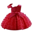 thumbnail image 2 of Alvivi Flower Girl Wedding Party Formal Gown Toddler 3D Butterfly Applique Tulle Tutu Princess Dress Burgundy 4-5, 2 of 7