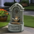 thumbnail image 4 of LuxenHome 29.7" H Gray Resin Elegant Wall Freestanding Outdoor Water Fountain with Lights, 4 of 6