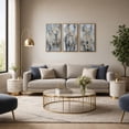 thumbnail image 3 of Modern Abstract Canvas for Home Wall Decor - Decorative Framed Wall Art for Living Room and Dining Room Decor - House Accent for Entryway or Bedroom Styling - Set of 3, 42", Blue & White, 3 of 13