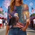 thumbnail image 5 of GEWSEY 250th Anniversary USA Shirt 250th America Shirt 3/4 Sleeve Womens Tops Patriotic Flag Eagle Print Tops 1776-2026 Tshirt Gifts (Dark Blue, XL), 5 of 8