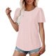 thumbnail image 4 of Tops bohemios sin mangas,Camiseta de color liso para mujer, cuello redondo, manga corta, mezcla de algodón suave, transpirable, informal, para uso diario, sopatenor, 4 of 8