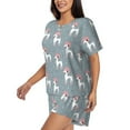 thumbnail image 2 of Fuzoiu Cartoon Poodle Dog Print Women's Short-Sleeved Pajama Set,Lounge Sleepwear Set,Womens Pajama Sets 2 Piece,Button-Up Top and Shorts with Pockets-Medium, 2 of 7