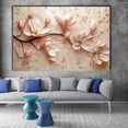 thumbnail image 2 of Mudket Framed Canvas Wall Art Ready to Hang, White Magnolia Gold Branch Flake Print, Luxury Floral Wall Decor Canvas Artwork for Entryway Bedroom Living Room, Bloom Pictures - 12"L x 8"W, 2 of 10