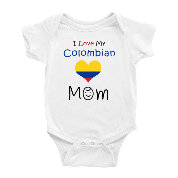 I Love My Colombian Mom Baby Rompers (White, 3-6 Months)