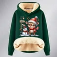 thumbnail image 3 of Christmas Sweatshirts for Women 2025 Christmas Cute Deer Print Women'S Fall Winter Velvet Thickened Warm Cardigan Hooded Hoody Womens Hoodie Dark Green XXXXXL, 3 of 5