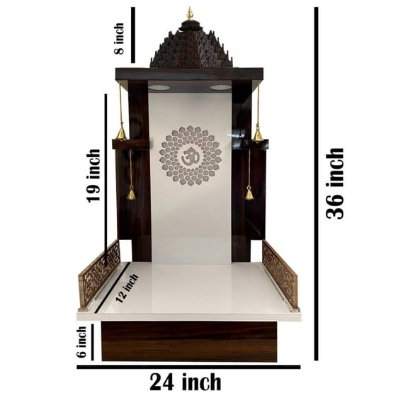 Wooden Temple For Home And Office With Gumbaj / Mandir With LED Lights / Designer Pooja Temple / Wall Hanging And Table Top Mandir