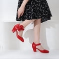 thumbnail image 5 of SACFOF Women's Mary Jane Heels with Bow Retro Closed Round Toe Pumps Sweet Ankle Strap Low Block Heels Chic Bowtie Vintage Dress Wedding Party Office Daily Shoes, 5 of 6