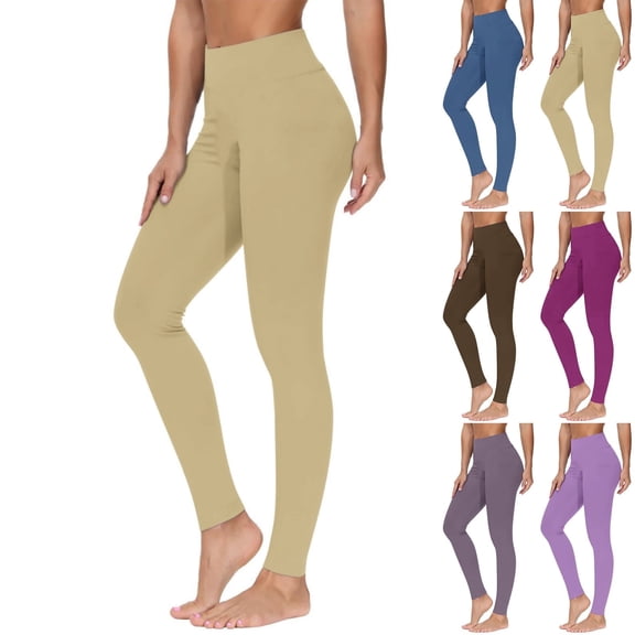 ssuyfkrb Khaki Leggings,Leggings for Women,Cinched,Elastic Waist,Solid,Comfort Fit,M