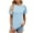 Sky Blue, variant on Women's Short Sleeve Blouse Casual Solid Color Hollowed Out and Breathable Lace Top Size S(4)Black