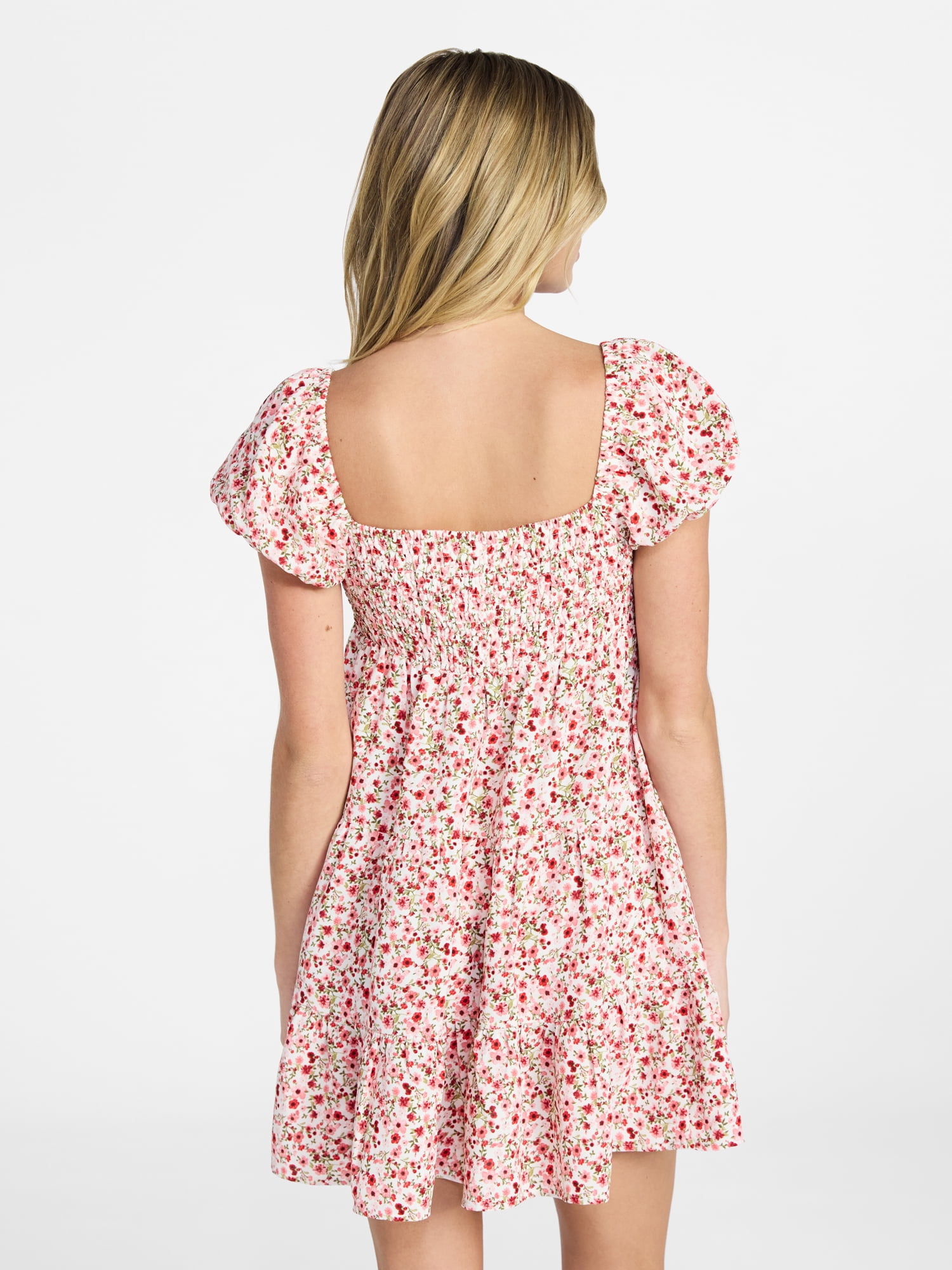 No Boundaries Bubble Sleeve Babydoll Dress, Women’s XXS-XXL
