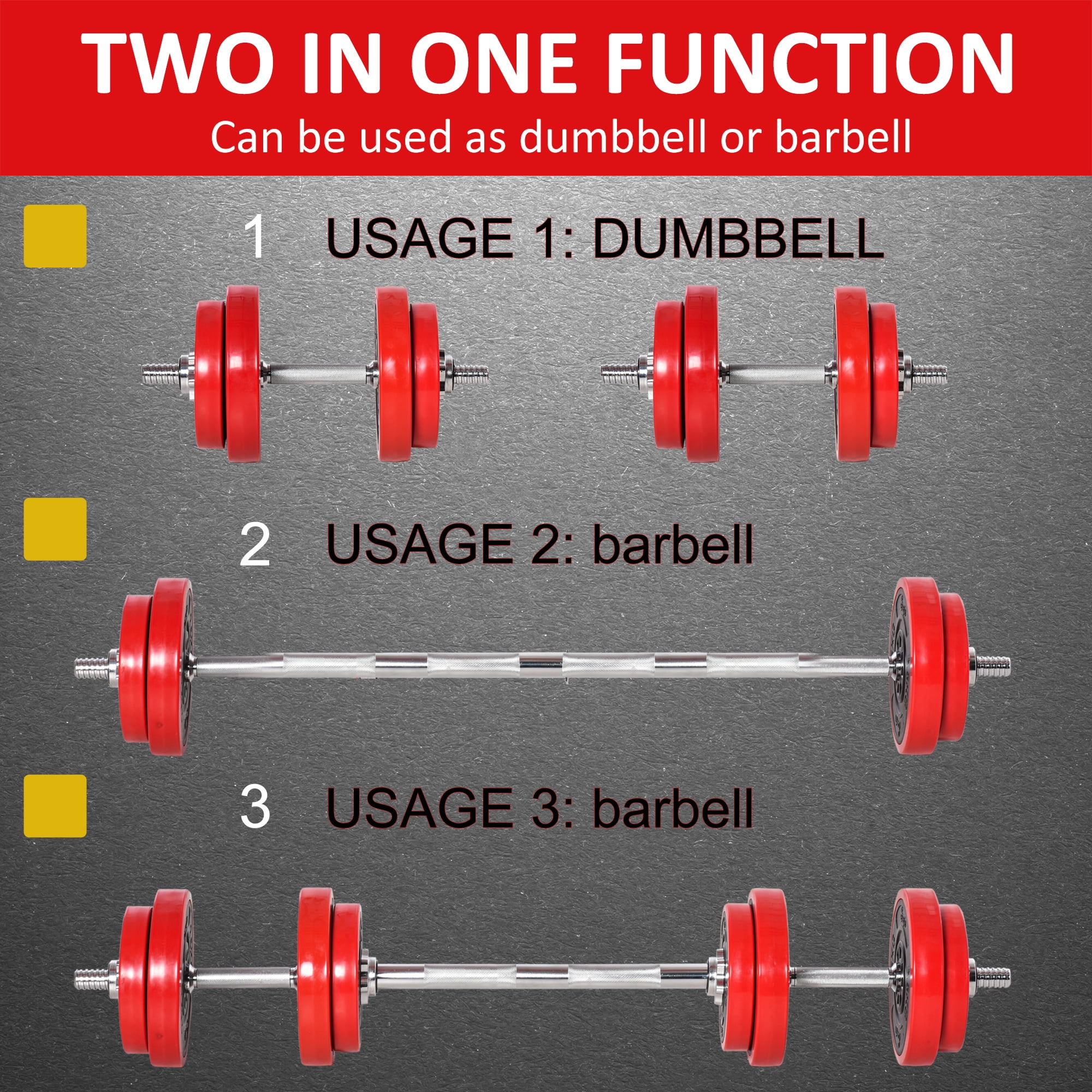 Soozier Adjustable Dumbbell Set, 44 lbs. Free Weight Set, 2-in-1 Adjustable Convertible Barbell, Home Gym Equipment Suitable for Men & Women
