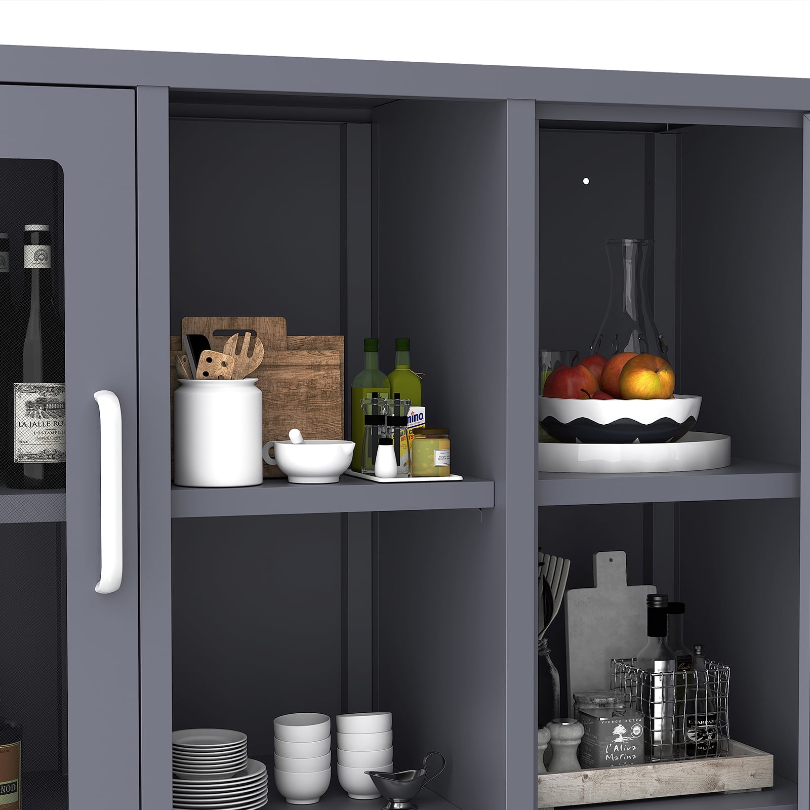 Resenkos Steel Storage Cabinet, Metal Display Cabinet with Tempered Glass Door Resenkos Steel Storage Cabinet, Metal Display Cabinet with Tempered Glass Door